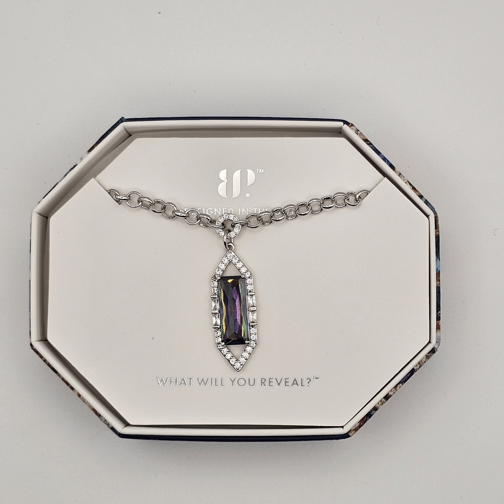 NEW Bomb Party "A Blooming Gem" June Birthday Necklace Alexandrite on Rhodium